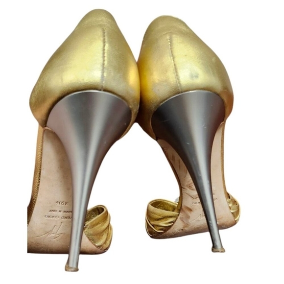 Giuseppe Zanotti Gold Peep Toe Pumps Size EU 39.5/US 9 - Picture 10 of 15